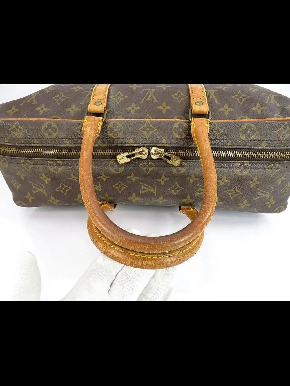 Louis Vuitton Brown Monogram Canvas Briefcase with Tan Trim